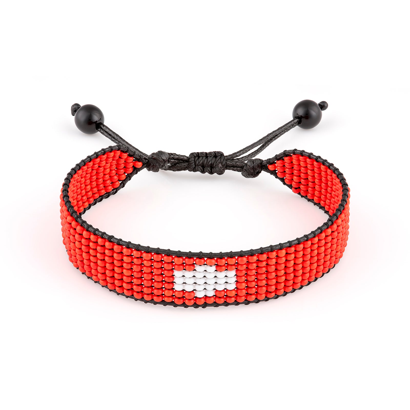 Switzerland Flag Bracelet: Handmade, Adjustable Beaded, Unisex Boho-Style Rope Bracelet