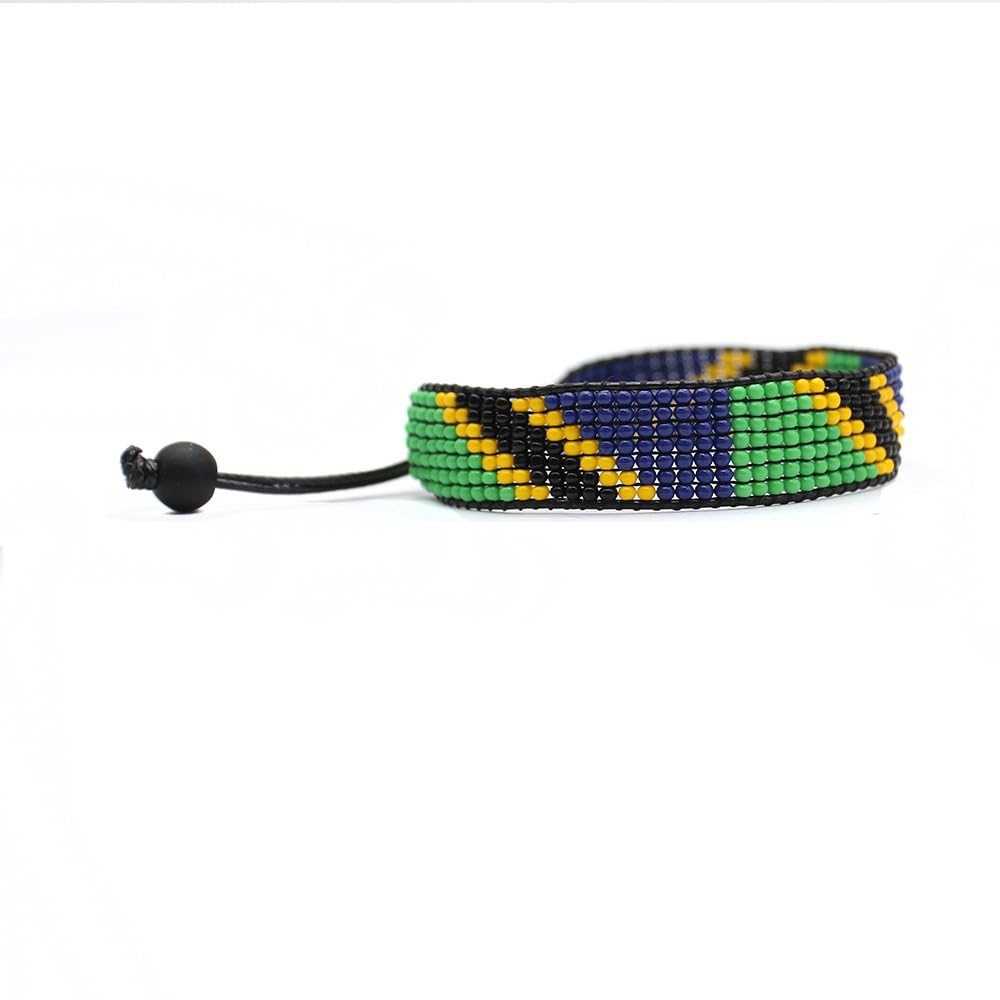 Tanzania Flag Bracelet: Handmade, Adjustable Beaded Boho-Style Rope Bangle with Patriotic Design