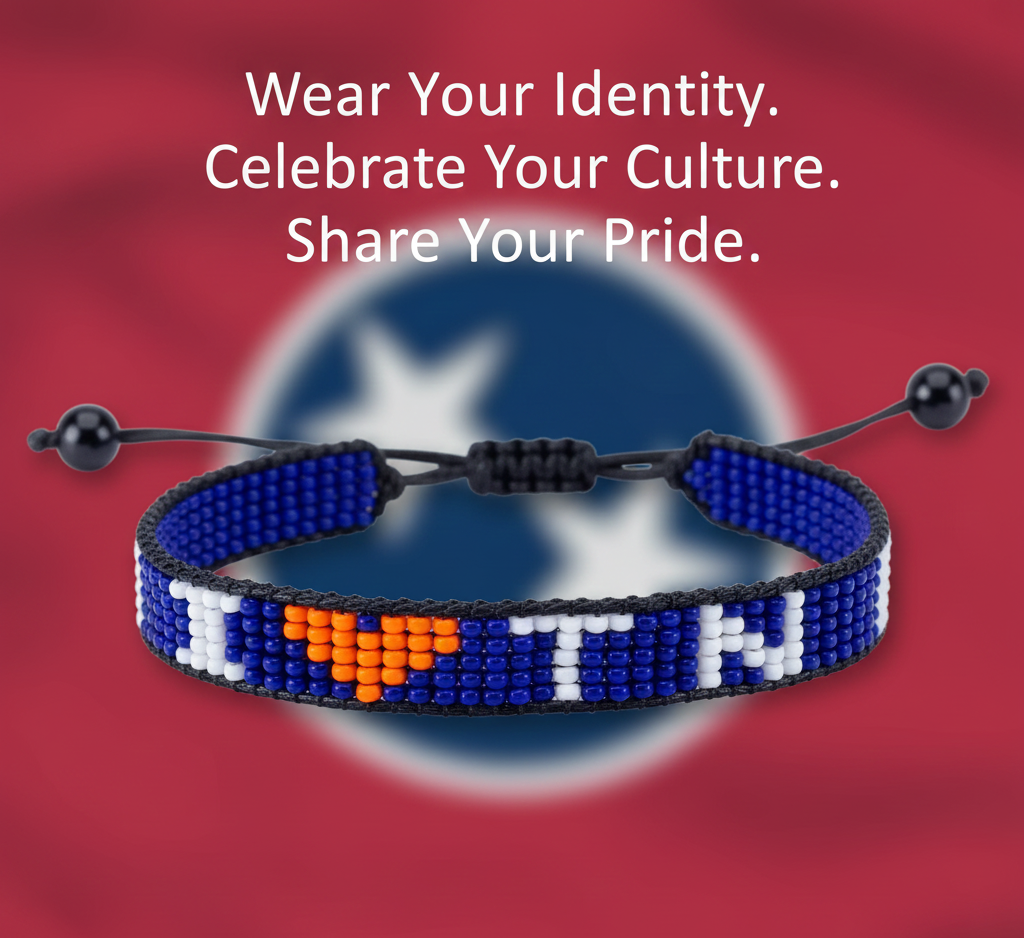 I Love Tennessee Bracelet – Handcrafted & Adjustable, Beaded.