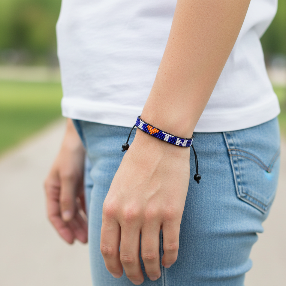 I Love Tennessee Bracelet – Handcrafted & Adjustable, Beaded.