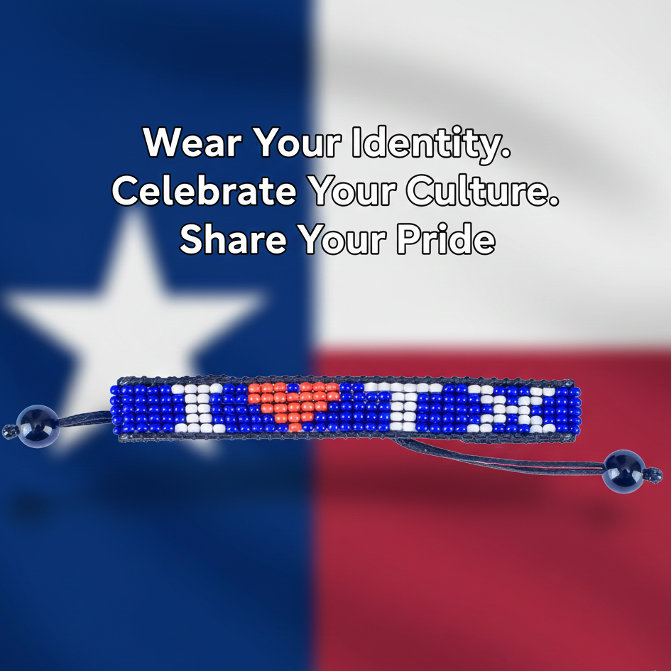 I Love Texas Beaded Bracelet – Handcrafted & Adjustable