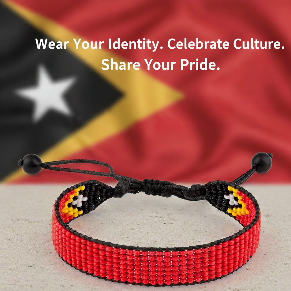 Timor-Leste Flaggenarmband: Verstellbares Boho-Stil Seilarmband für Damen & Herren