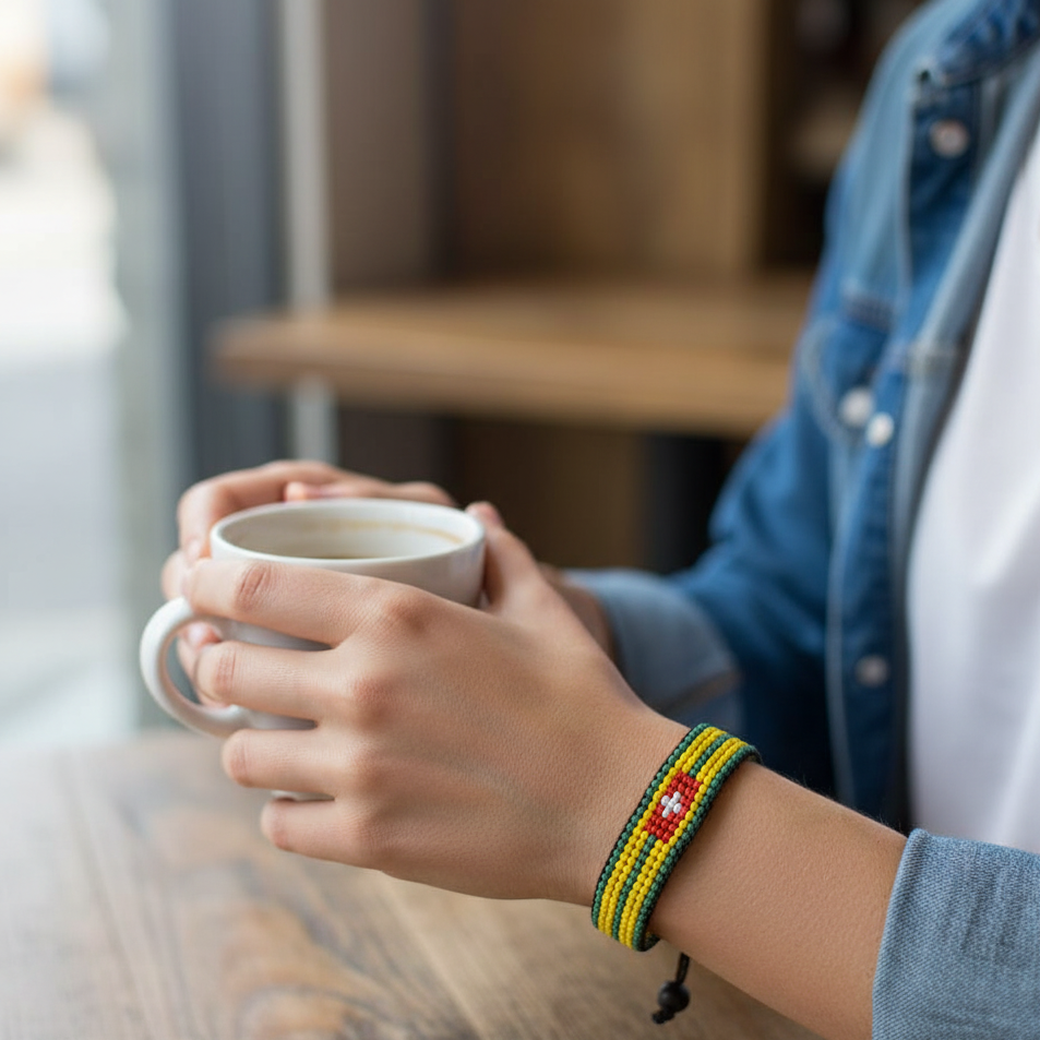 Togo-Flaggenarmband: Handgefertigt, verstellbar, Perlen, Unisex, Boho-Stil mit patriotischem Design
