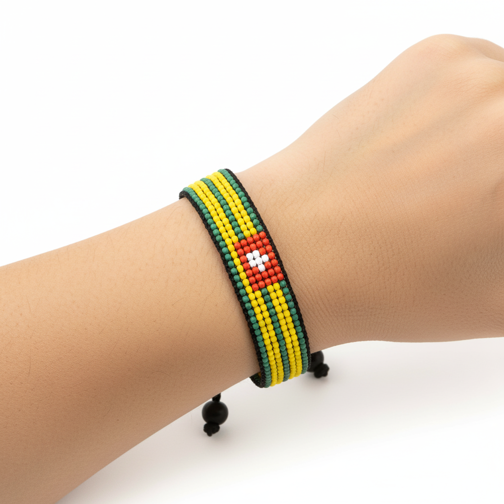 Togo-Flaggenarmband: Handgefertigt, verstellbar, Perlen, Unisex, Boho-Stil mit patriotischem Design