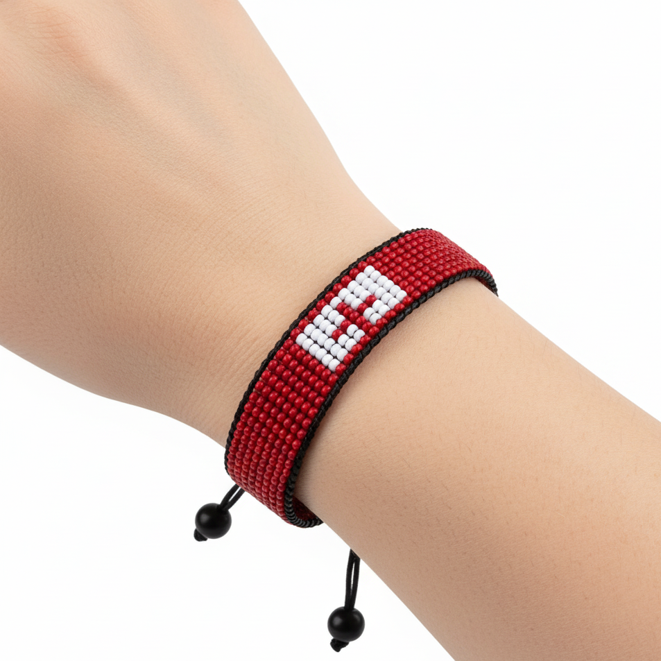 Tonga Flaggen-Armband: Verstellbares, handgemachtes, unisex Perlenarmband im Boho-Stil
