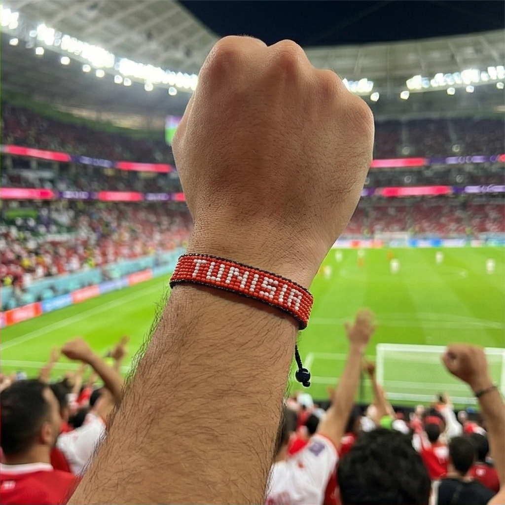 World Cup 2026 Tunisia Beaded Flag Bracelet – Handmade & Adjustable