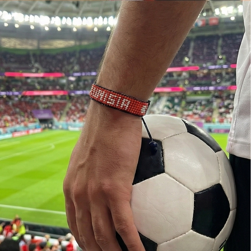 Bracelet Drapeau Tunisie Perlé Coupe du Monde 2026 – Fait Main & Ajustable