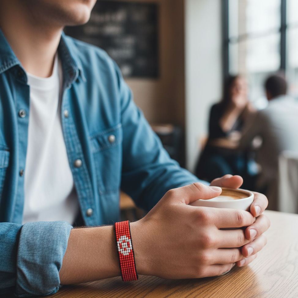 Tunesien Flaggenarmband: Handgefertigtes, verstellbares Unisex-Boho-Armband mit patriotischem Design