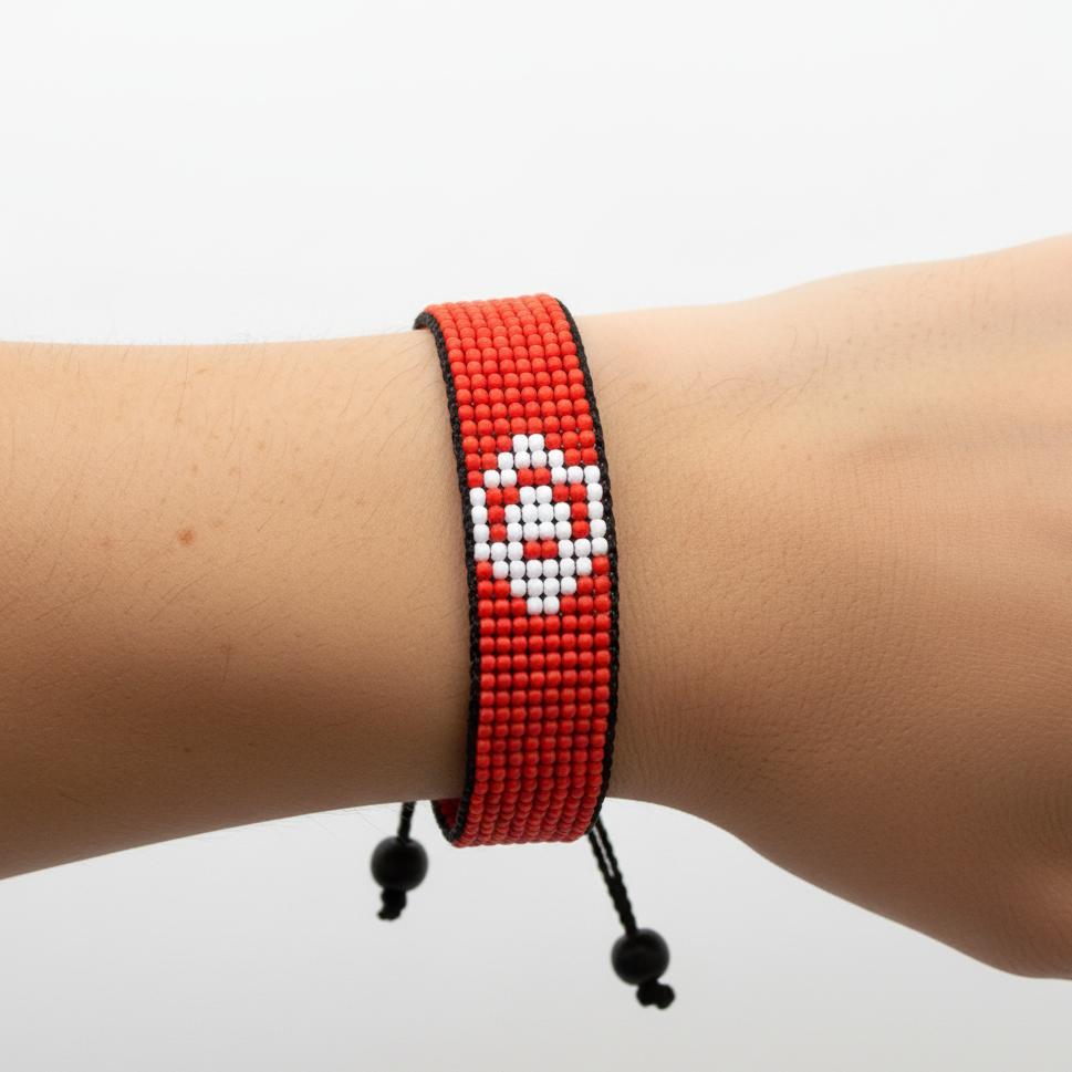 Tunesien Flaggenarmband: Handgefertigtes, verstellbares Unisex-Boho-Armband mit patriotischem Design