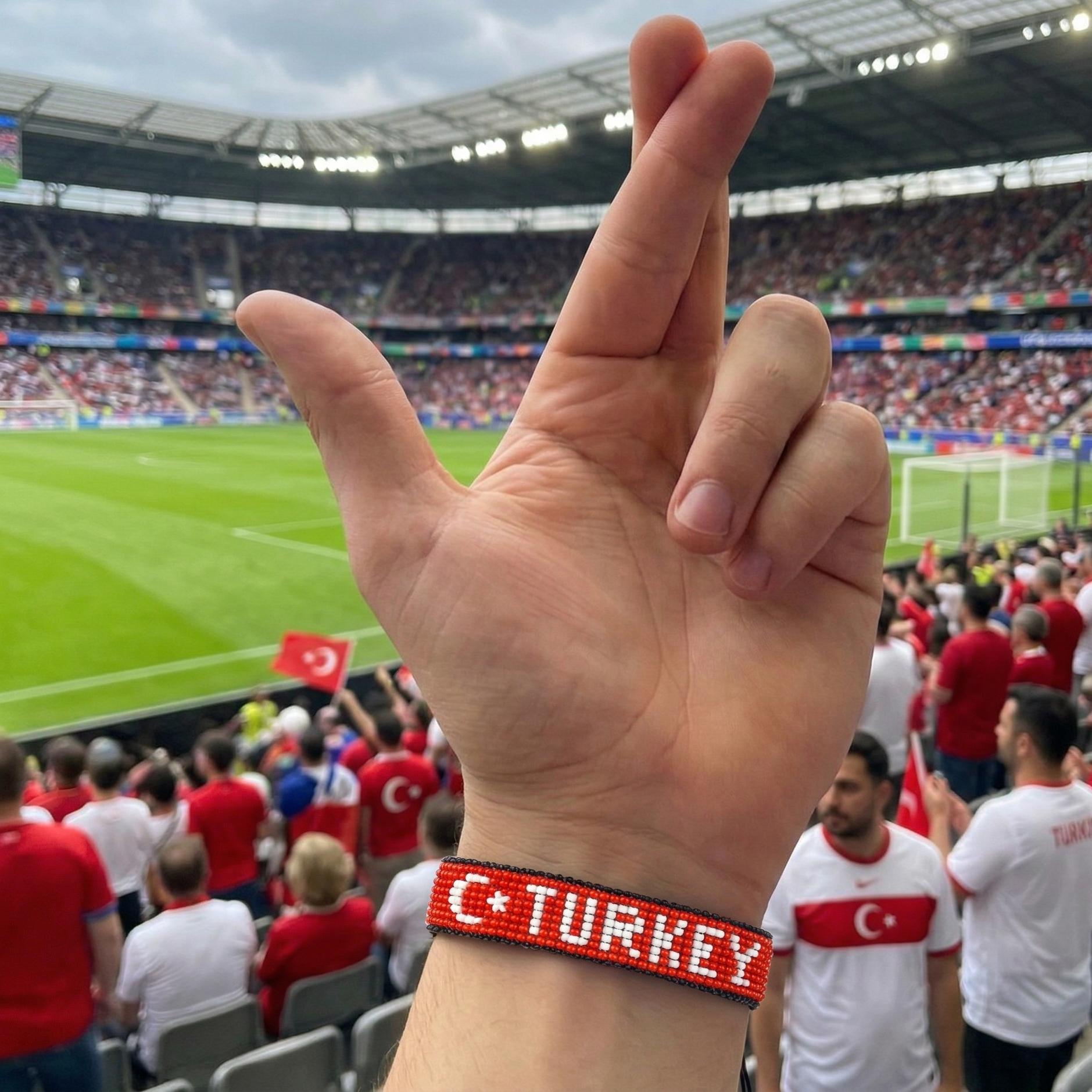 Bracelet Perlé Drapeau Turquie Coupe du Monde 2026 – Fait Main & Ajustable