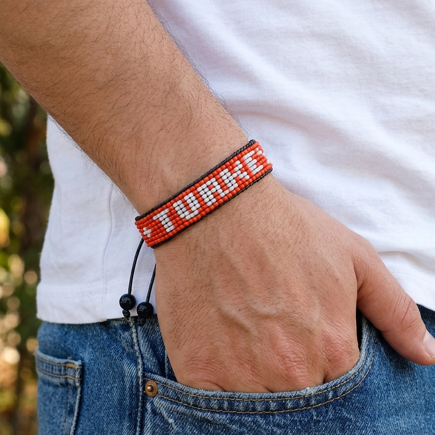 Turkey Flag Bracelet – Handmade Adjustable Bracelet
