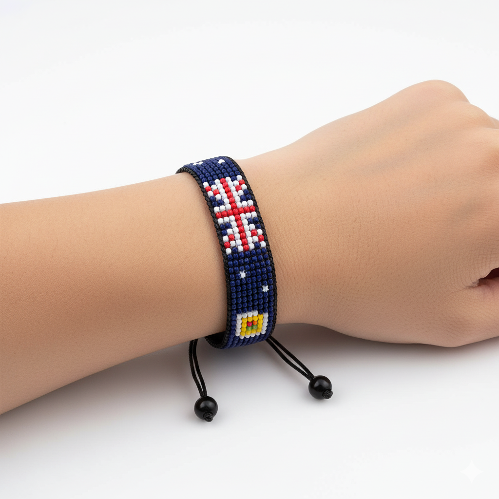 Turks- und Caicosinseln Flaggenarmband: Verstellbares Unisex-Armband im Boho-Stil