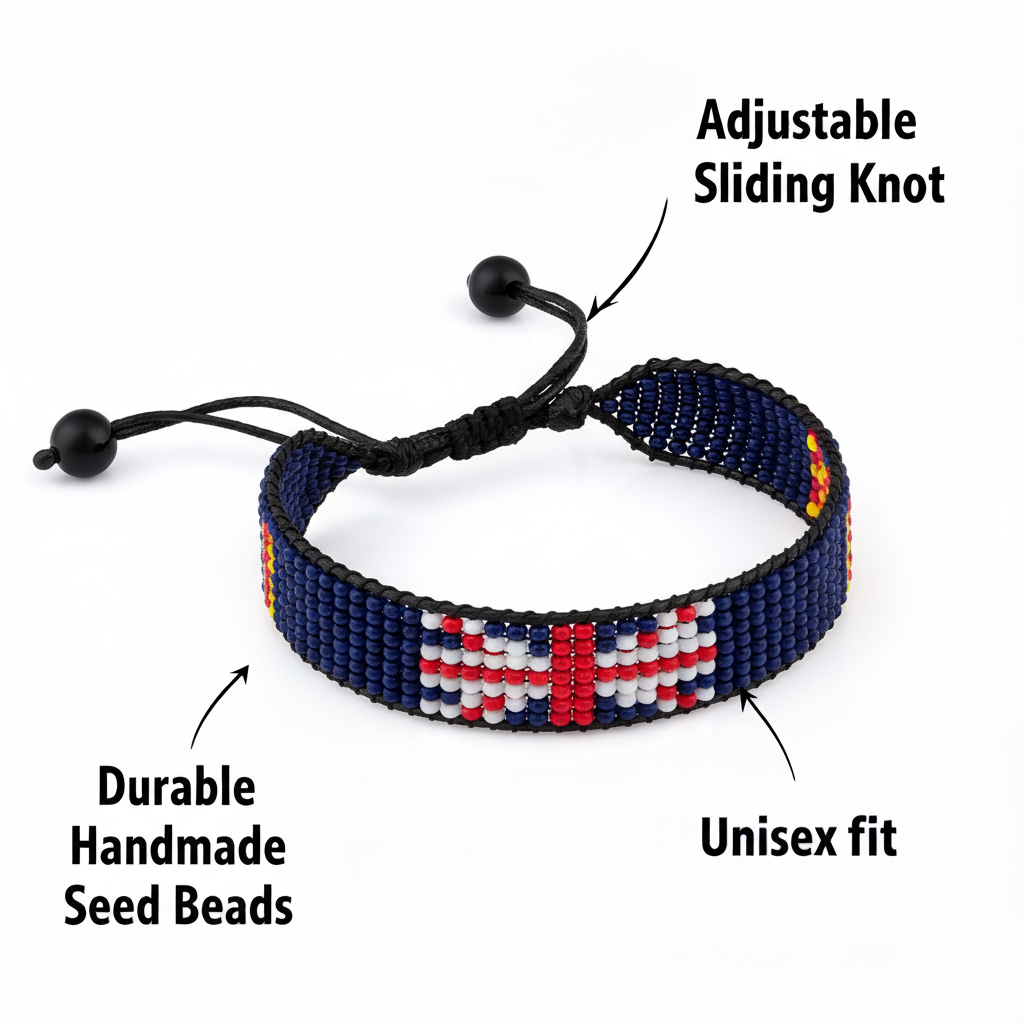 Turks and Caicos Islands Flag Bracelet: Adjustable, Unisex Boho Style Bracelet