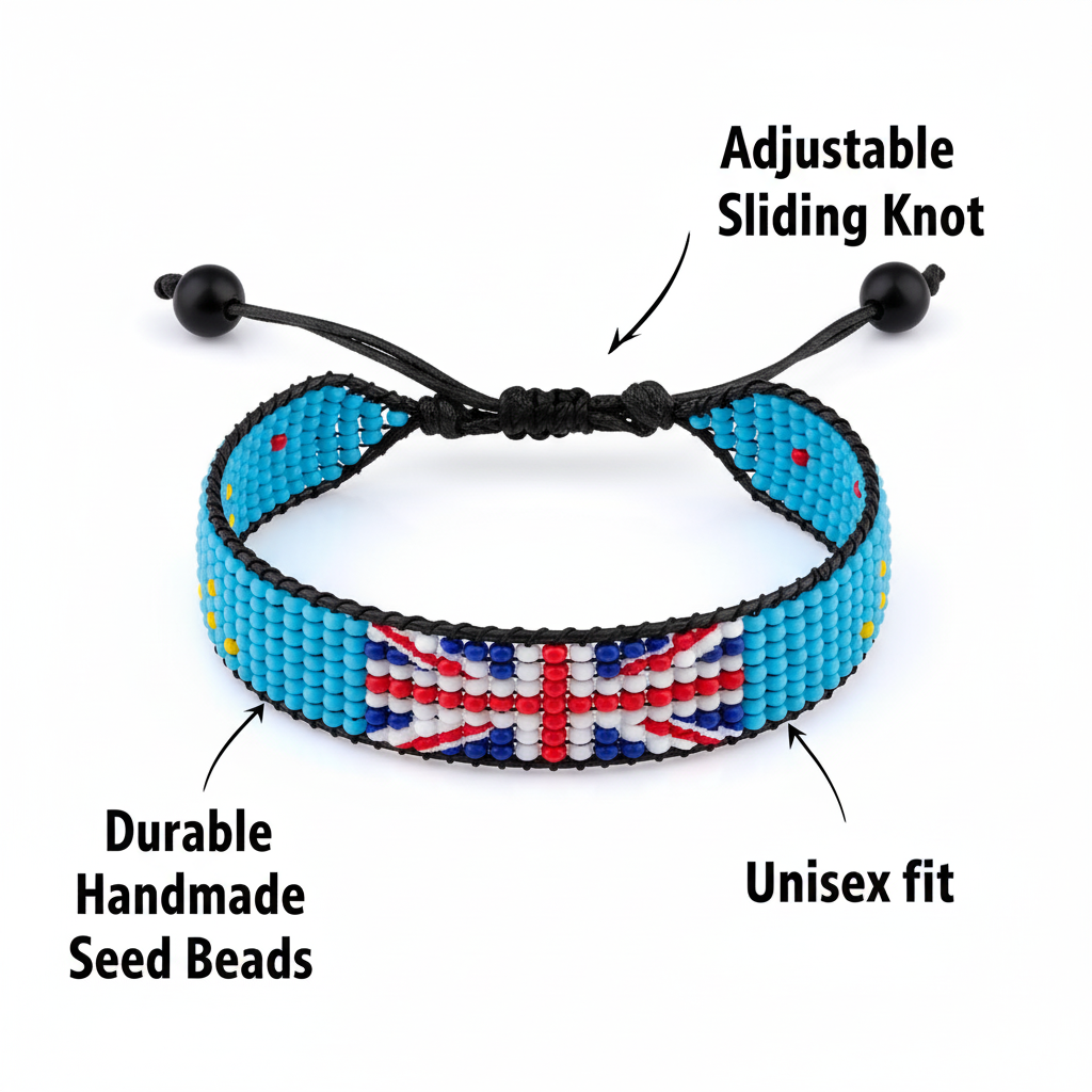 Tuvalu Flag Bracelet: Adjustable, Boho Style Rope Bracelet for Women & Men