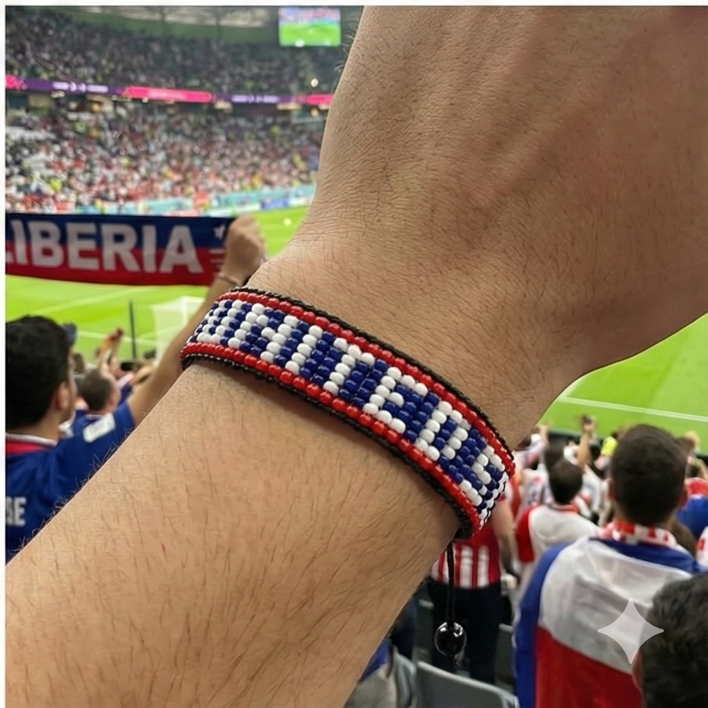 World Cup 2026 U.S.A Beaded Flag Bracelet – Handmade & Adjustable