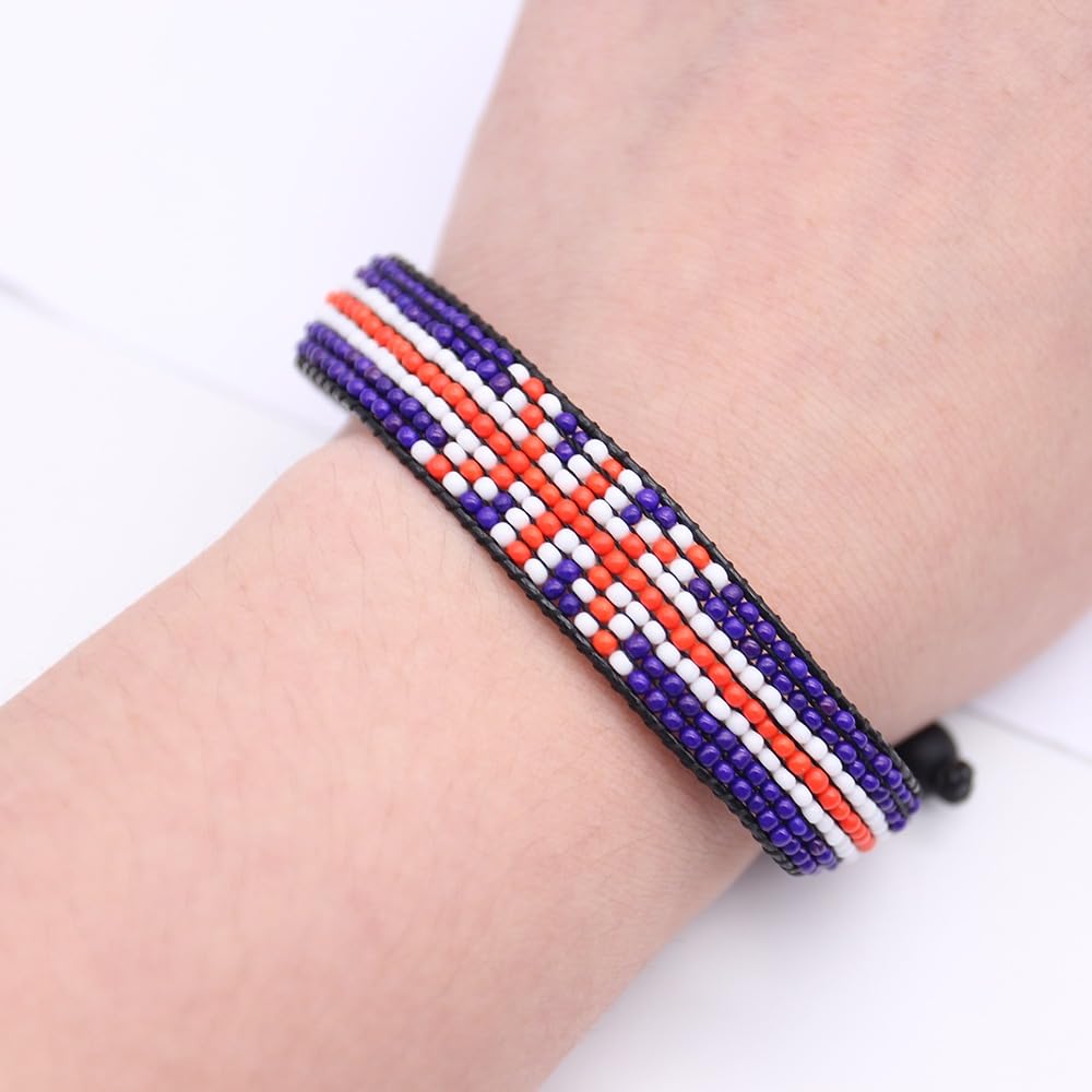 United Kingdom Flag Bracelet: Handmade, Adjustable Beaded Boho-Style with Patriotic Design