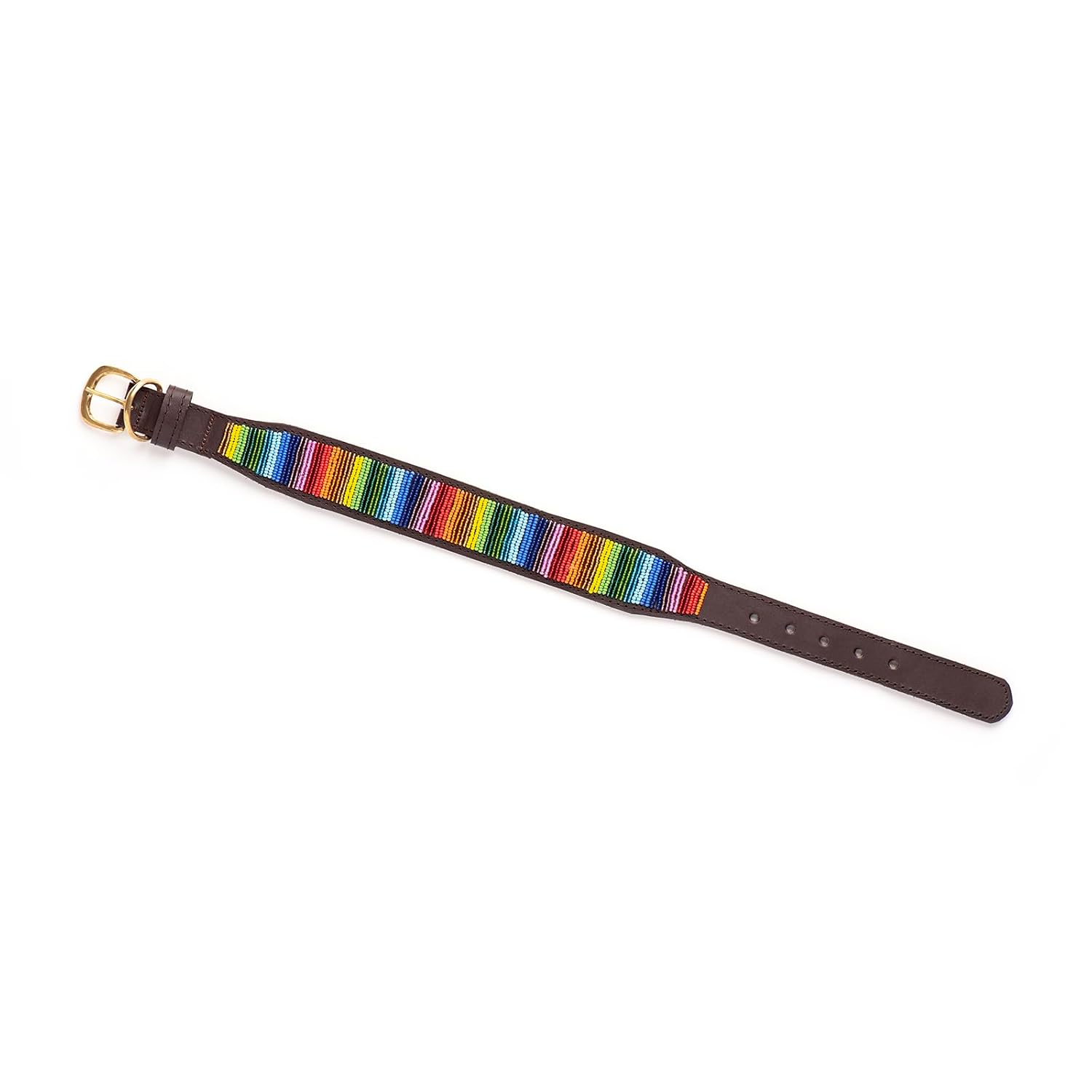 Handgefertigtes, Perlenbesetztes Lederhalsband für große Hunde – Robust & Stilvoll – Passend für 40-50 cm Halsumfang (Upinde)