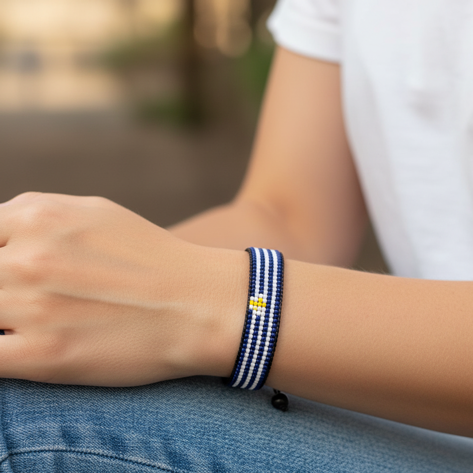 Uruguay Flag Bracelet: Handmade, Adjustable, Boho Style Gift for Women & Men