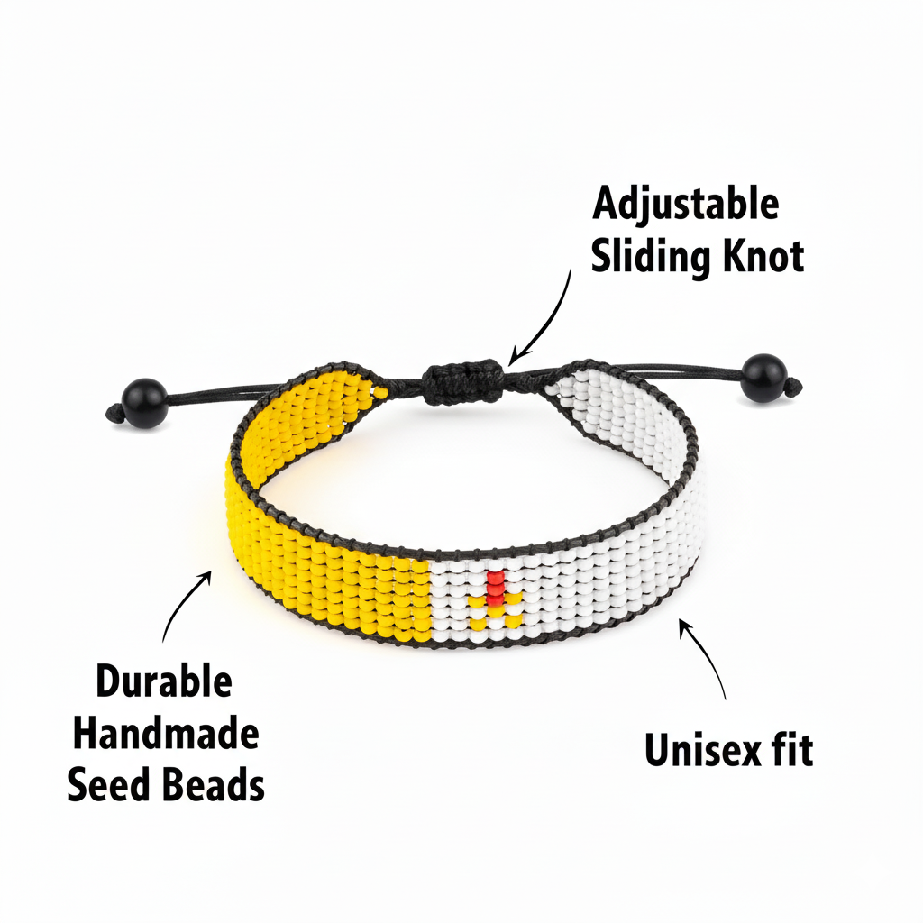 Vatican City Flag Bracelet: Handmade Adjustable Boho-Style Rope Bracelet with Patriotic Design