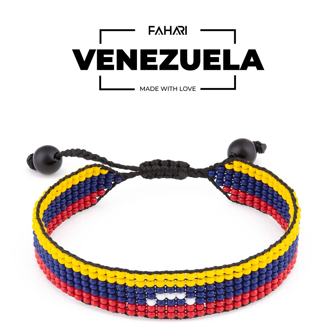 Venezuela Flag Bracelet: Handmade, Adjustable Boho-Style Rope Bangle with Patriotic Design