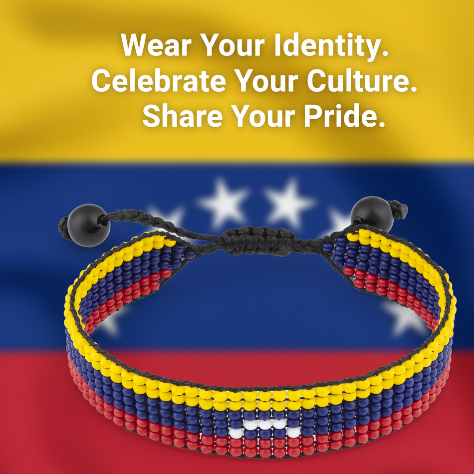 Venezuela Flag Bracelet: Handmade, Adjustable Boho-Style Rope Bangle with Patriotic Design