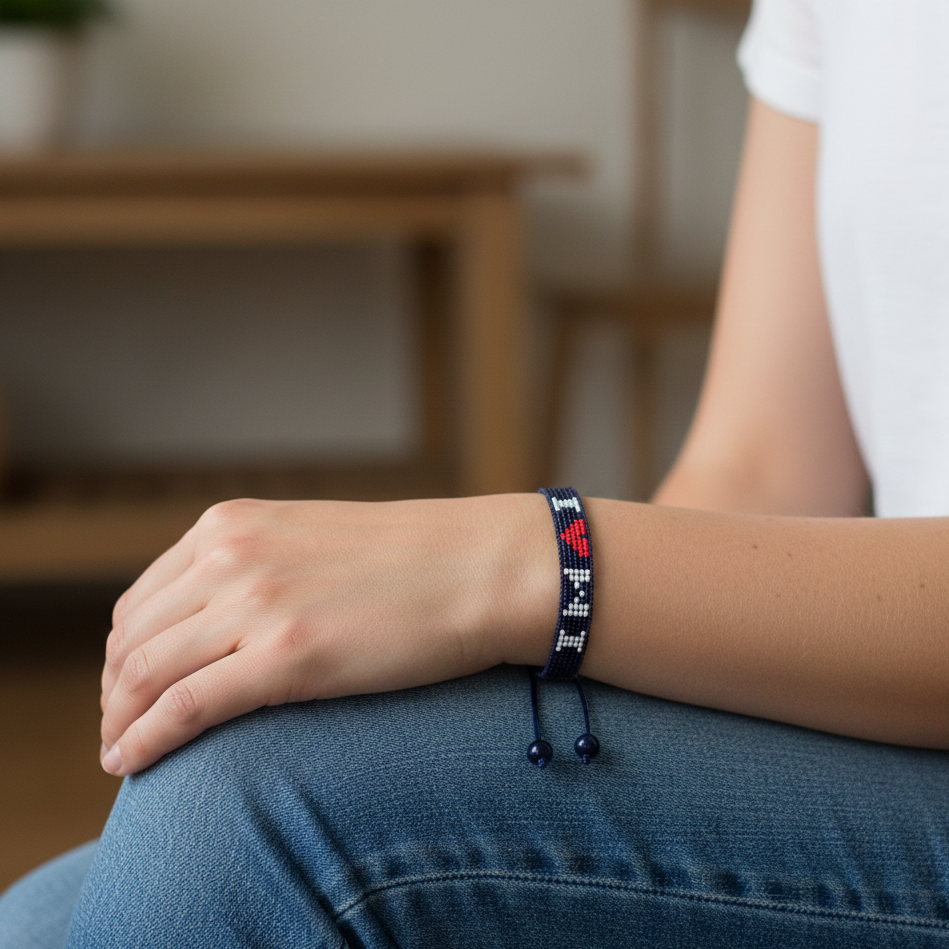 I Love Wisconsin Beaded Bracelet – Handcrafted & Adjustable