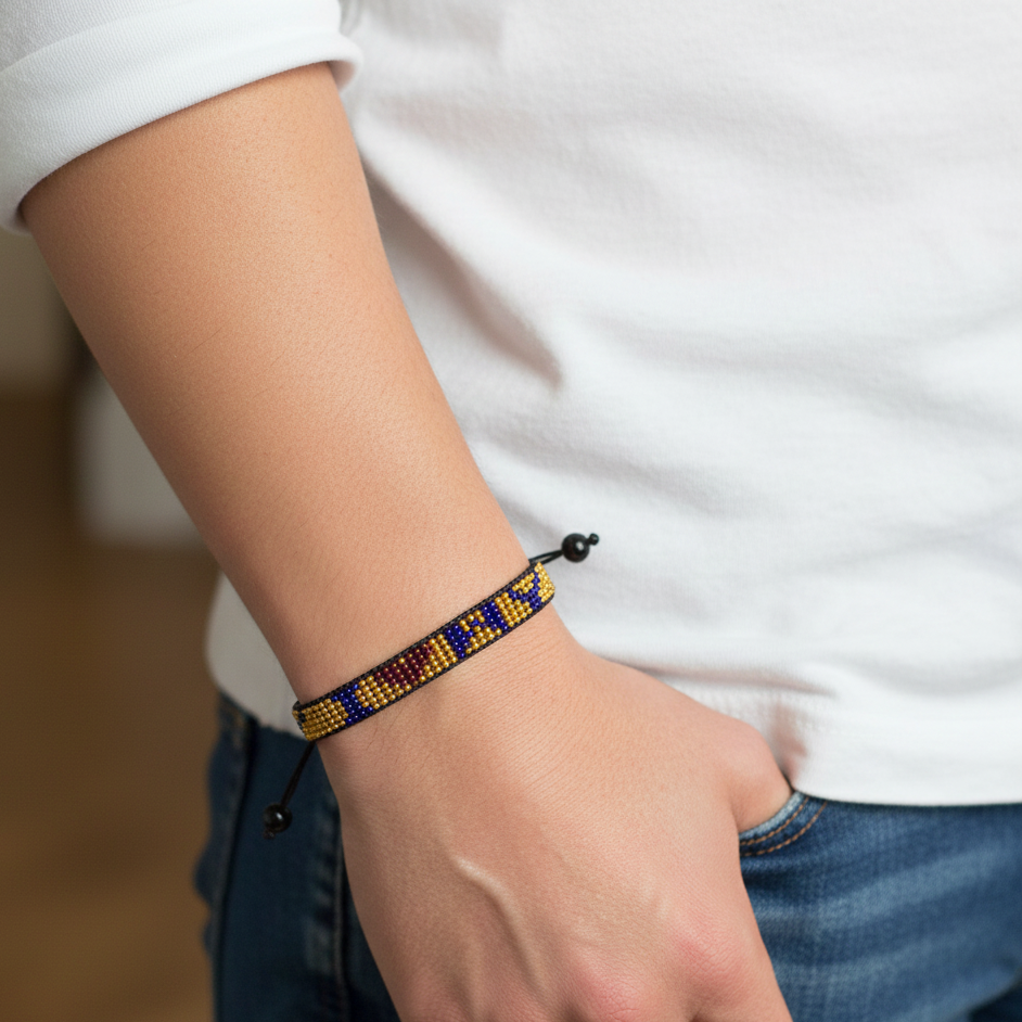 I Love Wyoming Beaded Bracelet – Handcrafted & Adjustable