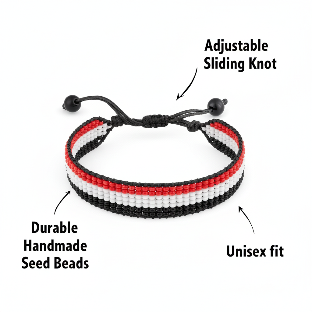 Yemen Arabian Elegance: Handcrafted Adjustable Flag Bracelet