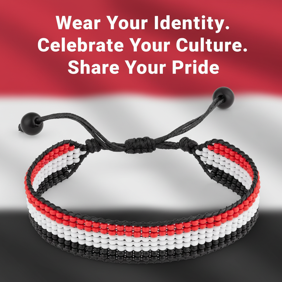 Yemen Arabian Elegance: Handcrafted Adjustable Flag Bracelet