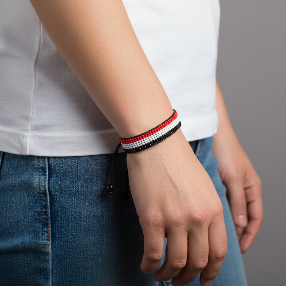 Yemen Arabian Elegance: Handcrafted Adjustable Flag Bracelet