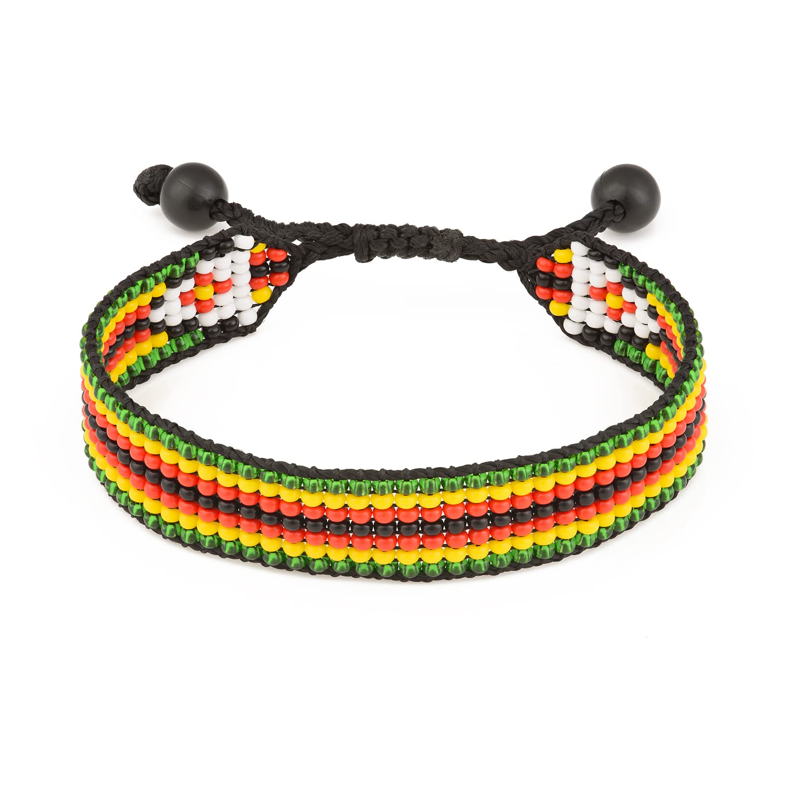 Zimbabwe Flag Bracelet: Handmade Bracelet,Adjustable Beaded Boho-Style Rope Bangle with Patriotic Design