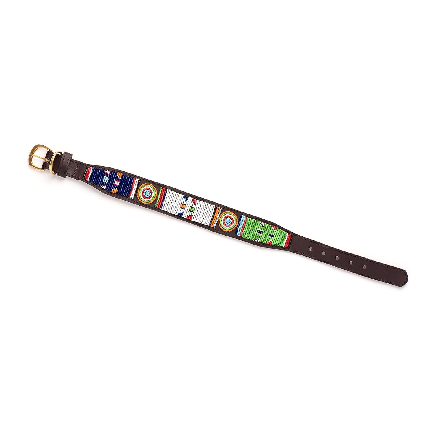 Collier pour chien en cuir perlé fait main pour grandes races - Robuste et élégant - Convient aux cous de 40 à 50 cm (Zuri)