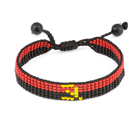 Angola Flag Bracelet: Handmade Adjustable Beaded Wristband