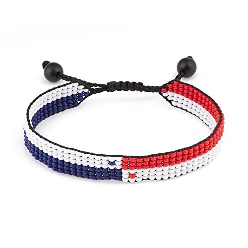 Panama Flag Bracelet: Handmade, Adjustable Beaded Boho-Style with Patriotic Design