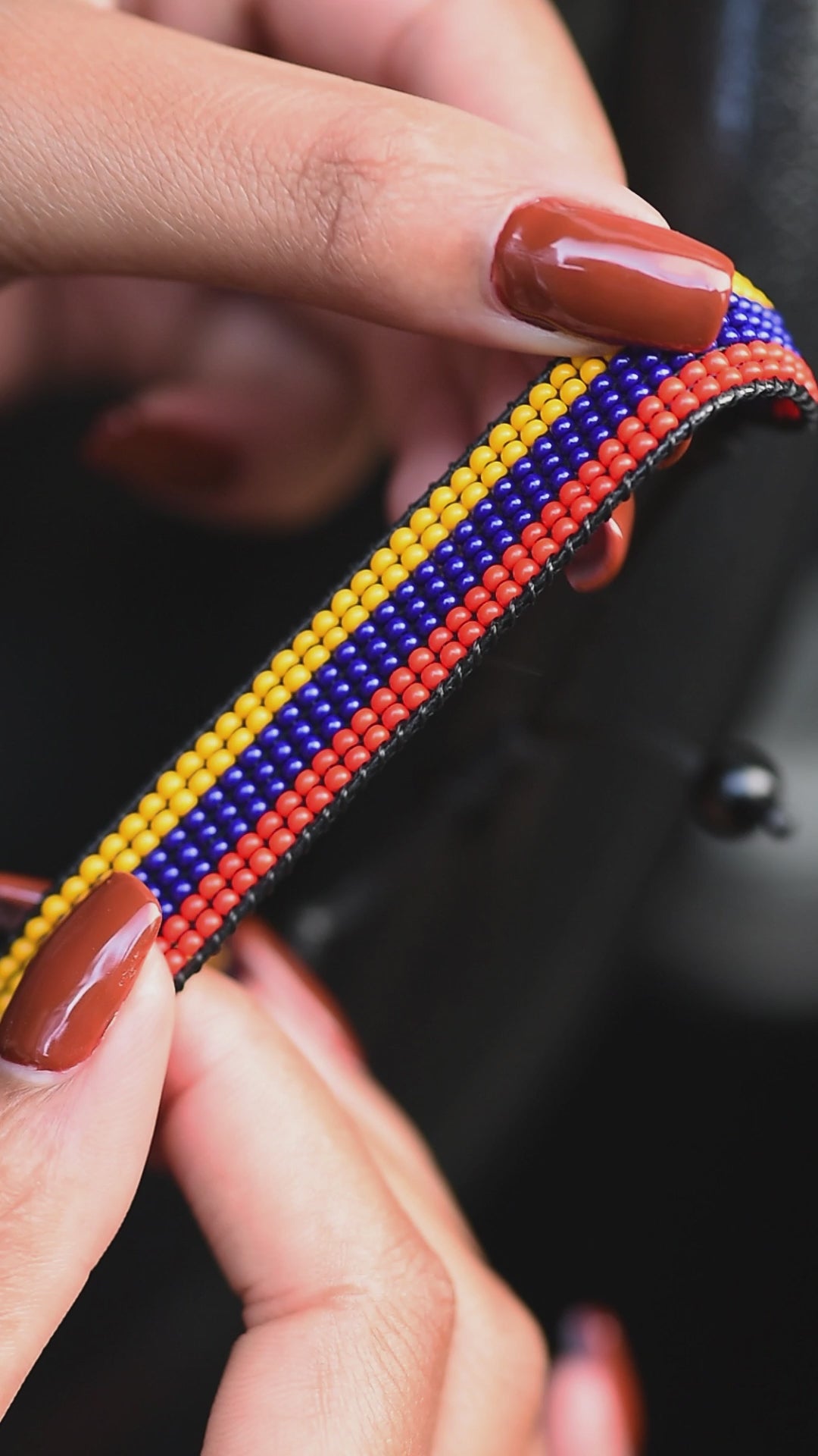 Armenia Flag Bracelet: Handmade, Adjustable String Beaded Wristband
