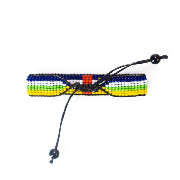 Central Africa Republic Flag Bracelet: Handmade Bracelet,Adjustable Beaded Boho-Style Rope Bracelet with Patriotic Design