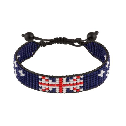 Australia Flag Bracelet: Handmade Bracelet,Adjustable Beaded Boho-Style Rope Bracelet with Patriotic Design