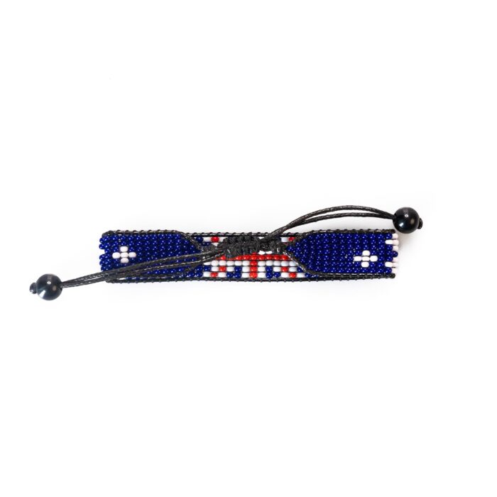 New Zealand Flag Bracelet: Handmade Bracelet,Adjustable Beaded Boho-Style Rope Bracelet with Patriotic Design