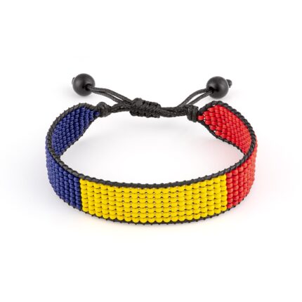 Romania Flag Bracelet: Handmade Bracelet,Adjustable Beaded Boho-Style Rope Bracelet with Patriotic Design