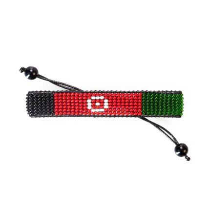 Afghanistan Flag Bracelet: Handmade Bracelet,Adjustable Beaded Boho-Style Rope Bracelet with Patriotic Design