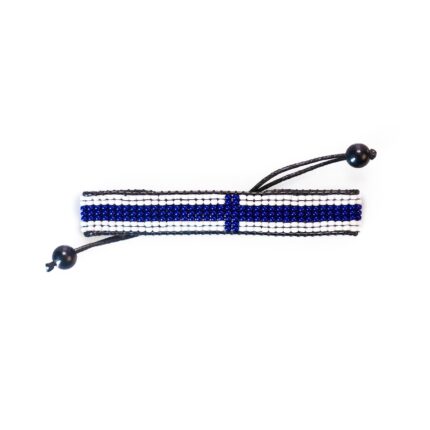Finland Flag Bracelet: Handmade Bracelet,Adjustable Beaded Boho-Style Rope Bracelet with Patriotic Design