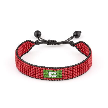 Maldives Flag Bracelet: Handmade Bracelet,Adjustable Beaded Boho-Style Rope Bracelet with Patriotic Design
