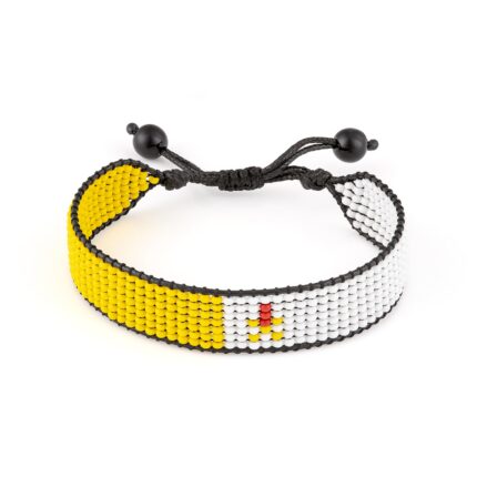 Vatican City Flag Bracelet: Handmade Bracelet,Adjustable Beaded Boho-Style Rope Bracelet with Patriotic Design