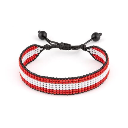 Austria Flag Bracelet: Handmade Bracelet,Adjustable Beaded Boho-Style Rope Bracelet with Patriotic Design