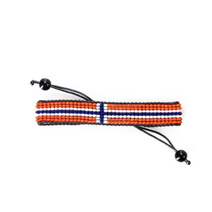 Norway Flag Bracelet: Handmade Bracelet,Adjustable Beaded Boho-Style Rope Bracelet with Patriotic Design