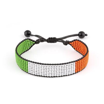 Ireland Flag Bracelet: Handmade Bracelet,Adjustable Beaded Boho-Style Rope Bracelet with Patriotic Design