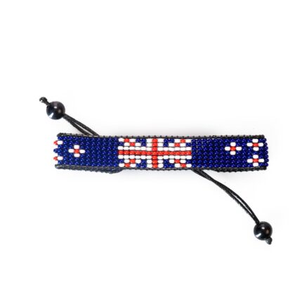 New Zealand Flag Bracelet: Handmade Bracelet,Adjustable Beaded Boho-Style Rope Bracelet with Patriotic Design