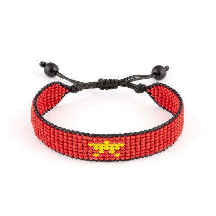 Vietnam Flag Bracelet: Handmade Bracelet,Adjustable Beaded Boho-Style Rope Bracelet with Patriotic Design