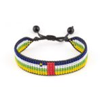 Central Africa Republic Flag Bracelet: Handmade Bracelet,Adjustable Beaded Boho-Style Rope Bracelet with Patriotic Design