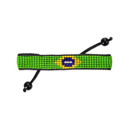 Brazil Flag Bracelet: Handmade Bracelet,Adjustable Beaded Boho-Style Rope Bracelet with Patriotic Design